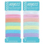 Hoyols Elastic Hair Ties for Women, 4mm Elastic Bands No Damage, Colorful Ponytail Holders for Thick Curly Hair Styling Accessories Assorted Colors 56 Count (Mix Baby & Striped)