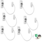 eSynic 6 Packs Window Locks for Upvc Window Durable Window Locks Child Safety Reliable Window Safety Restrictor 19CM/7.5Inch Long Wire Window Security Lock with Screws for Home Office Safety etc