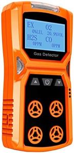 CHNADKS Portable Gas Detector, 4 in 1 (H2S, O2, CO, EX) Handheld Gas Monitor, Rechargeable Gas Analyzer with Audible Visual Vibration Alarms, Personal Gas Sniffer with LCD Display