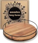 12" Acacia Wood Lazy Susan Turntabl