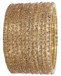 LAVAZZA Stylish Bangles Set For Women and Girls with Zircon Stone | Fancy Women's Glass Chudi | Stone Bangles for women Diamond Bangles | Women's Fashion Jewellery- Pack of 12, (LV_KS4-Golden-2.6)