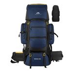 MOUNTILE TERRAIN X-80L Travel Backpack with Water Proof Rain Cover - Camping Hiking Rucksack Trekking Bag(NAVYBLUE) - MTX03