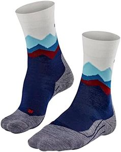 FALKE Women's TK2 Explore Crest Hiking Socks, Mid Calf, Medium Padding, Athletic, Breathable Quick Dry, Merino Wool, Blue (Dark Night 6177), 6.5-7.5, 1 Pair