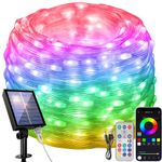 49ft Solar String Lights Outdoor, 150 LED RGBIC Solar Fairy Lights, 99+ Modes Twinkle Lights Solar & USB Powered, APP & Remote Control, Waterproof for Patio Garden Wedding Tree Party Xmas Decor