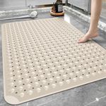 Yolife Extra Large Shower Mat, 34.3" L x 23.3" W TPE Anti Slip Stand Up Shower Mat with Drain Holes and Suction Cups, Large Size Mat More Suitable for Shower Stall, No Odor, Heavy Mat