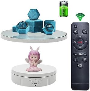 JAYEGT 2 in 1 Motorized Rotating Display Stand with 5.74 /8.66 inch Replacement Mirror Cover，Max 22lbs Load with Remote controller , 360 Degree Electronic Turntable Display Stand for Photography