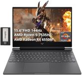 HP Victus 15.6" FHD 144Hz Gaming Laptop, AMD Ryzen 5-7535HS, 32GB RAM, 1TB PCIe SSD, AMD Radeon RX 6550M, Backlit Keyboard, 720p Camera, Wi-Fi 6, Windows 11 Pro, Silver, 256GB Docking Station Set