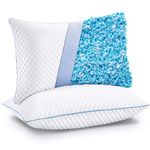 VVZ Cooling Shredded Memory Foam Pillows Queen Size 2 Pack, Adjustable Firm Bed Pillows for Side Back Stomach Sleepers, Luxury Gel Pillow for Hot Sleepers with Breathable Washable Cover