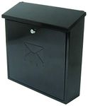 Burg-Wachter MB03BKR Black Contemporary Mounted Galvanised Steel Lockable Weatherproof Post Box - 37x37x12cm