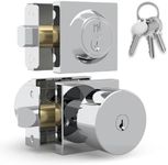 Mega Handles - SUANA Entry Combo I Entry Door Knob and Single Cylinder Deadbolt Lock and Key Combo Pack - Heavy Duty Locking Door Knob for Left or Right-Handed Doors - Polished Chrome