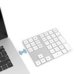 Yeemie Bluetooth Number Keypad, Wireless Numeric Keypad with 34-Keys, Portable Number Pad for All Laptop Desktop, Silver