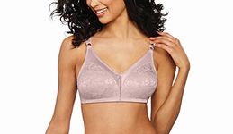 Bali Women's Wireless Lace Bra, Double Support Lace Bras for Women, Stay-in-Place Straps, Full Coverage, Comfortable, Gloss, 34C