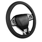 GCNWW Black Leather Steering Wheel Covers - Soft Microfiber, Anti-Slip, Breathable, Universal Size 37-38cm (14.5-15in), Comfortable & Durable, Stylish Car Interior Accessory