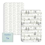 Yoofoss Next to Me Crib Sheets Ultra Soft Crib Sheets Fitted 51 x 85 cm 2 Pack Toddler Bed Sheets Grey Forest