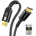 BlueRigger 10K 8K Certified HDMI 2.1 Cable 48Gbps (15FT, 8K 60Hz, 4K 120Hz, eARC, HDR10 VRR HDCP 2.3) Certified Ultra High Speed HDMI Cable Braided Cord - For Gaming Xbox Series X Roku HDTV Monitor