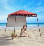 VIVOHOME 8x8ft Pop-Up Canopy Tent with Central Lock Design, Slant Legs, Backpack, and Side Wall, Perfect for Camping, Party, Yard, and Beach Events, Red (6x6ft Canopy Cover)