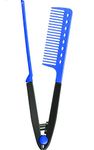 Frackson Blue Straightening Hair Comb Salon Brush Combs Hairdressing Styling Hair Straightener V-shaped Straight Comb Straightener Comb for Knotty Hair Mens & Women