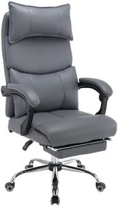 WOTSTA Office Chair, Big and Tall Executive Office Chair with Footrest, Ergonomic Computer Desk Chair with Lumbar Support & Headrest, High Back Work Chair Strong Metal Base Quiet Wheel (TechnoBlue)