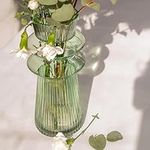 PoshCove 10 Inch Green Glass Vases 