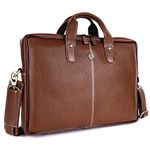 HAMMONDS FLYCATCHER Genuine Leather Laptop Office Bag For Men In Brushwood - Fits Up To 14 Inch Laptops/Macbooks - Leather Messenger Bag With Shoulder Straps, Brown