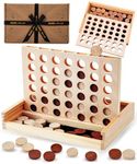 Jaques of London Wooden 4 in a Row Game | Wooden Games |Traditional Family Board Games | Score 4 Games | Since 1795