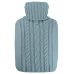 Hugo Frosch Classic Hot Water Bottle 1.8 L with Knitted Cover Pastel Blue