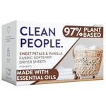 The Clean People Fabric Softener Sheets - Dryer Sheets - Softens & Removes Static Cling - Vegan Laundry Softener, Essential Oils - Sweet Petals, 2 x 80 Pack