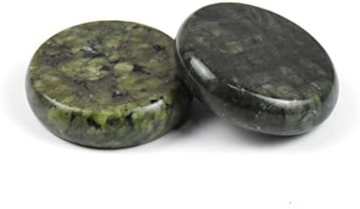 QYLHH 2 Pcs Green Hot Massage Stones Set Natural Jade Rock SPA Massager 3.14 x 3.14 in(8x8cm)