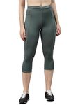 BLINKIN Women's 3/4 Gym Wear Tights for Women with Side Pockets : Perfect for Active Wear, Yoga & Workout - The Ultimate Gym Pants for Women & Girls (204,Dark Green,Size_L)