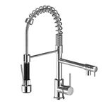 Suguword Kitchen Sink Mixer Tap Chrome Brass 360 Degree Rotation Single Hole with Pull Out Spray Kitchen Sink Taps