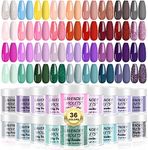 Lavender Violets 36 Colours Dip Nails Powder Starter Kit Blue Green Pink Red and Purple All Seasons Glitter Dipping Nail Powder Set for Beginners and Professionals DIY Manicure M951