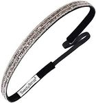 Sweaty Bands Womens Girls Headband - Non-Slip, Velvet-Lined Sparkly Hairband - Bling It Crystal Baller Gunmetal 5/8-Inch