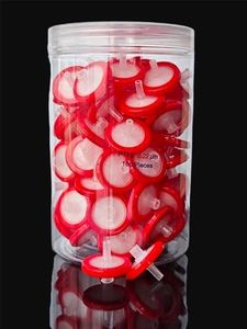 zoomto Syringe Filters Hydrophobic PTFE Membrane 100PCS, 0.22um Pore Size,25mm Disc Diameter,HPLC and GC Needle Filter, Non-Sterile, High Throughput Lab Filtration, Barreled Packed