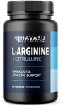 L-Arginine & L-Citrulline Supplement | Stamina, Endurance, Workout & Performance Support for Men | 590 mg L Arginine + L Citrulline 266 mg | 60 Nitric Oxide Pills | Vegan, Third-Party Tested