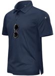 TACVASEN Lightweight Polo Shirts for Men Short Sleeve Work Polo T-Shirt Quick Dry Golf Tops Tactical Combat Shirt Navy Blue,XXL