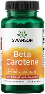 Swanson Beta-Carotene Vitamin A 25000 IU Softgels - Skin, Eye, and Immune System Health - Antioxidant Support - 7500 mcg (300 Softgels)