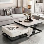 Onlinecollection Lift-Top Coffee Table with Storage Drawer, Black (D-Table-Whit)