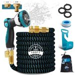 Upgraded Expandable Garden Hose Pipe 100ft, WEUE Expanding Water Hose with 10 Functions Spray Nozzle, Flexible Lightweight Anti-Kink 3450D 3-Layers Latex Core with 3/4''&1/2'' Hosepipes