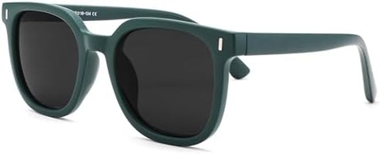 Pro Acme Kids Sunglasses Polarized TPEE Rubber Flexible Square Shades for Girls Boys Age 3-10(A5 Green Frame Grey Lens)