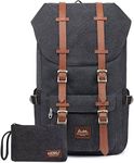 KAUKKO Travel Laptop Backpack, Outdoor Rucksack, Causal backpack Fits 15.6"(Canvas Black2pc)