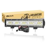 PICAA LED Light Bar 8D Tri-Row 15in 300W Spot Flood combo Beam LED Work Lights Bar Lamp Light for Car Tuck Offroad Driving Lamp SUV UTE 4WD 12V With Wiring Waterproof Driving Work Lamp 6000K