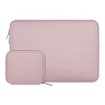 MOSISO Laptop Sleeve Compatible with MacBook Air 13 inch M3 A3113 M2 A2681 M1 A2337 A2179 A1932 / Pro 13 M2 M1 A2338 A2251 A2289 A2159 A1989 A1706 A1708, Neoprene Bag with Small Case, Baby Pink