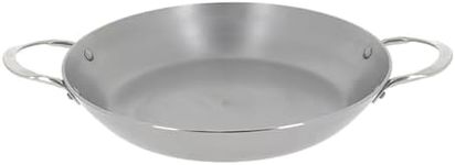 de Buyer Mineral B Round Carbon Steel Paella Pan with 2 Stainless Steel Handles, 31.75cm/12.5 Inch