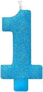 Blue Glitter #1 Birthday Candle - 5'' - Ideal for Memorable First Birthday Party, Pack of 12