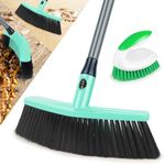 Broom Indoor, PAPCLEAN Sweeping Broom Brush with Long Handle Dense Bristles Broom Brush for Floor Cleaning Suitable for Courtyard Garage Deck Office Home Kitchen