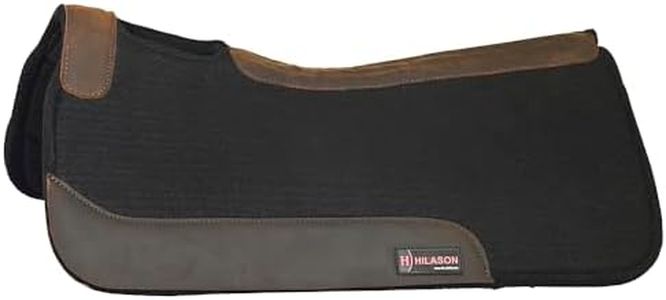 HILASON Western Wool Felt Gel Horse Saddle Pad Leather Border Black | Saddle Pads | Western Saddle Pads | Horses Saddle Pads | Horse Riding Pads | Horse Saddles Pads | Saddle Pad Non-Slip