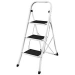 Home Vida 3 Step Ladder, Heavy Duty Steel, Folding, Portable With Anti-Slip Mat