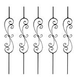 TOUCAN Staircase Iron Balusters (Box of 5) Stair Parts 1/2" Square Metal Balusters - Hollow S-Scroll Staircase Spindles (Real Satin Black), TFHB07