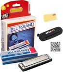 Hohner Blues Band Harmonica - Key of C Bundle with Case, Pouch, Online Manual, and Austin Bazaar Polishing Cloth