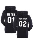 Colevkie Best Friend Hoodie Sweatshirt for Women BFF Hooded Pullover Long Sleeve 1 Piece(Black-02,XL)